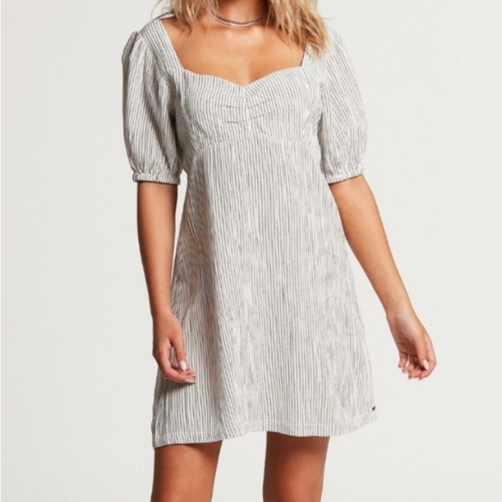 Volcom Striped Mini Dress in Gray and White
